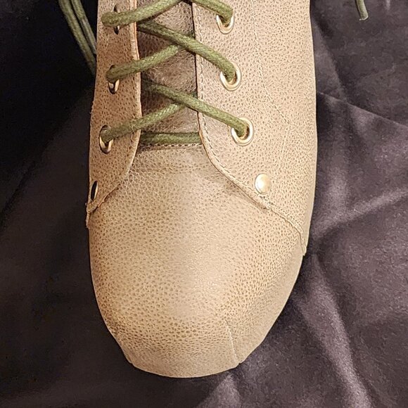 Excellent US8.5Jeffrey Campbell Platform LaceUp Boot LITA Greenish Khaki - Picture 3 of 13